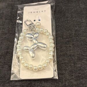 Silver and White Balloon Dog Bracelet